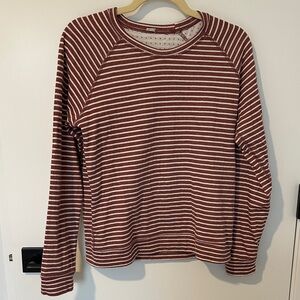 Marine Layer Burgundy and White Striped Long Sleeve